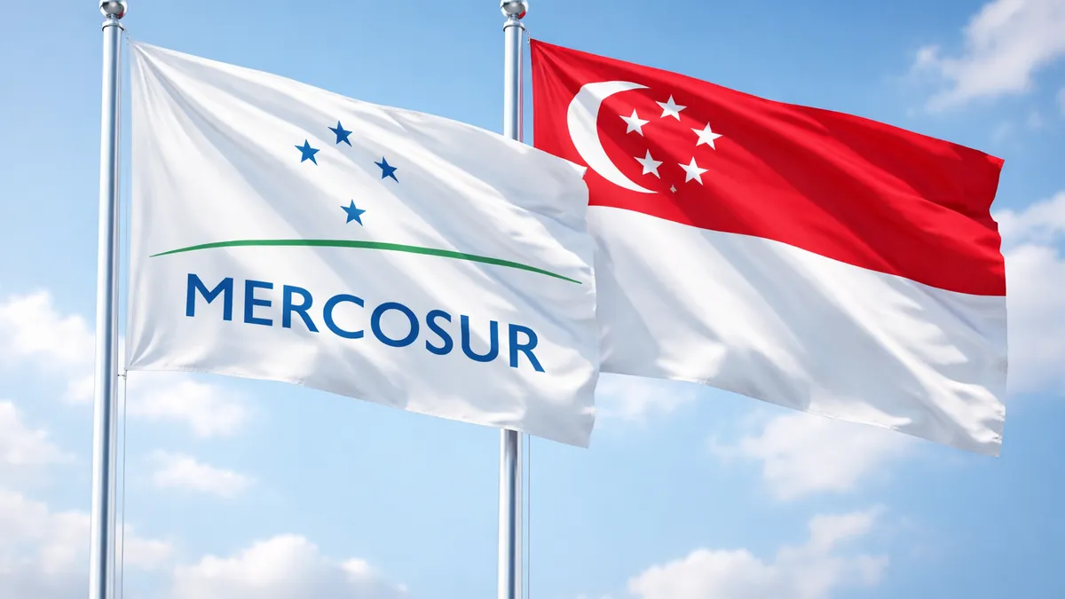 Banderas de Mercosur y Singapur
