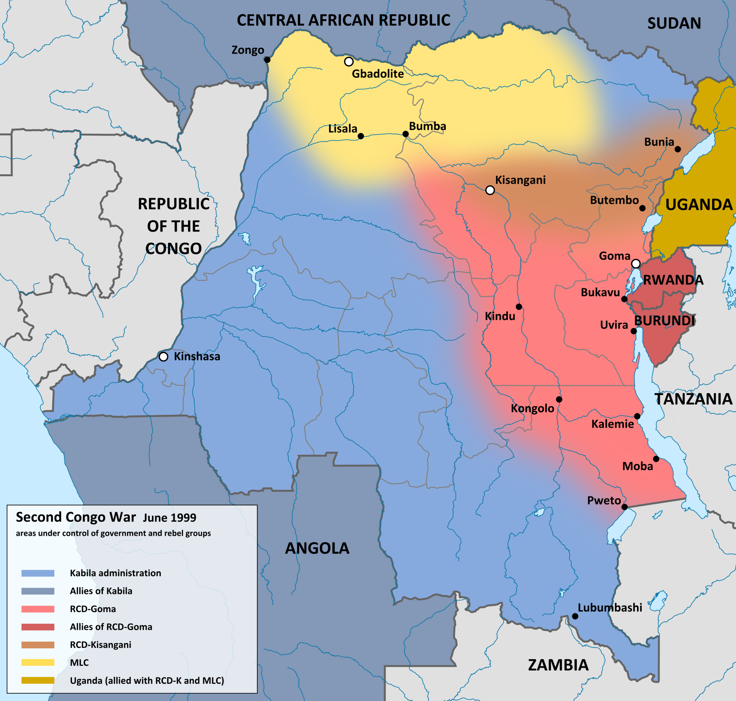 Mapa de la II Guerra del Congo. Wikimedia Commons